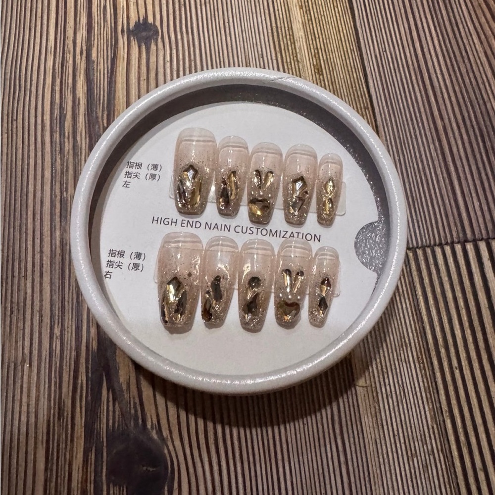 Gold and Clear press on nail set Brand new